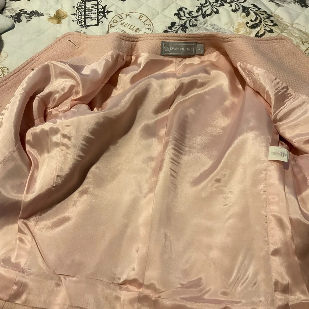 Evan Picone Pale Pink Collarless Wool Blend Blazer - Picture 9 of 11